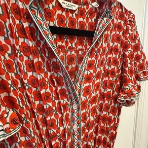 Max Studio Red & White Poppy-Print Blouse